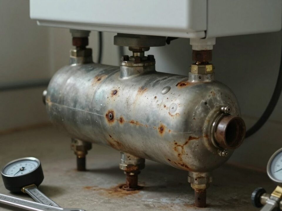 Vase d'expansion de chaudière gaz défectueux